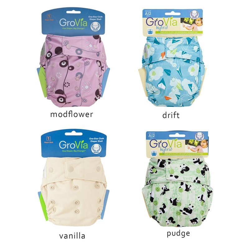 Everyday SALE. Grovia SNAP Shell AI2 OFFER. Pack of 4x pcs Cloth Diapers. FREE 4x inserts. FREE 2x Teething bling.