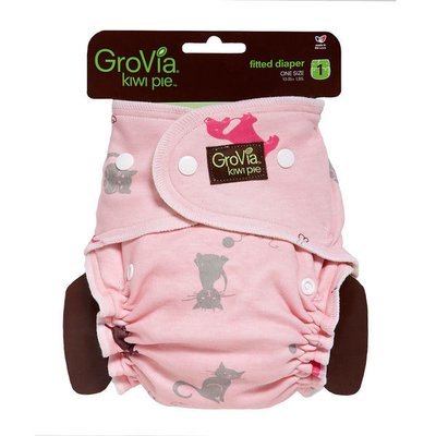 GroVia Newborn Kiwi Pie Fitted - Cats & Dogs Pink GroVia Newborn Kiwi Pie Fitted - Cats & Dogs Pink