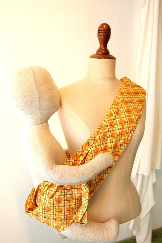 EVERYDAY SALE is here. Tiny Tapir Mangtha Sling Carrier - Orange Checks | High Quality Organic Cotton. FREE 2x Teething bling.