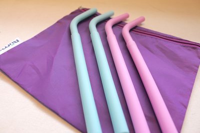 1x Rume Medium Pocket bag & a set of 4x pcs only FDA Silicone Straws Soft Straight Straws/Silicone Rubber Straw/Silicone Drinking Straws. Washable & Reusable.
