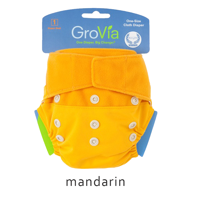 EVERYDAY SALE is here. Grovia Aplix AI2  Diaper Single Shell - Mandarin. FREE 1x insert.