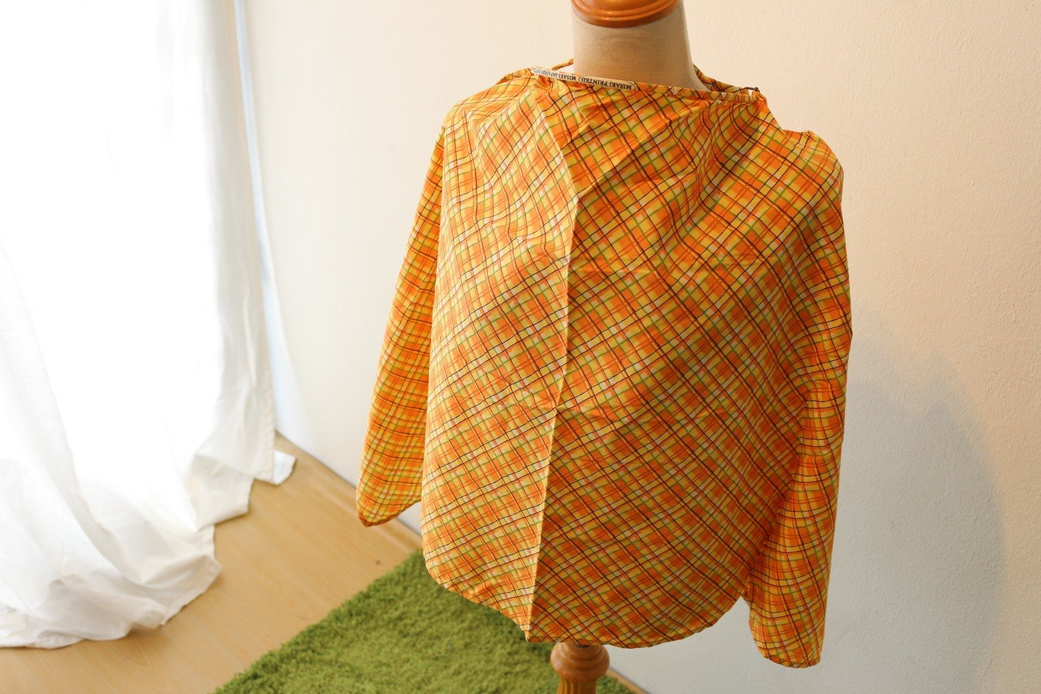 EVERYDAY SALE. Tiny Tapir Nursing Cover - Orange Checks. FREE 2x Teething bling.
