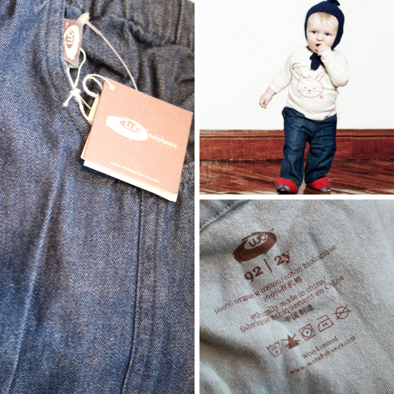 EVERYDAY SALE is here. Wobabybasics - Work With Me Denim Long Pants (4 years) Certified Organic Cotton Kids Clothing. Colors Blue Red &amp; Pink.