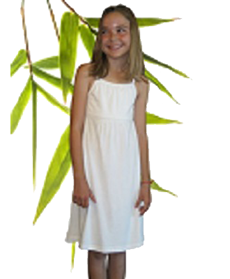 EVERYDAY SALE. Bambu Dru Girl's Tank Dress. White Strappy Bamboo Material Dress.