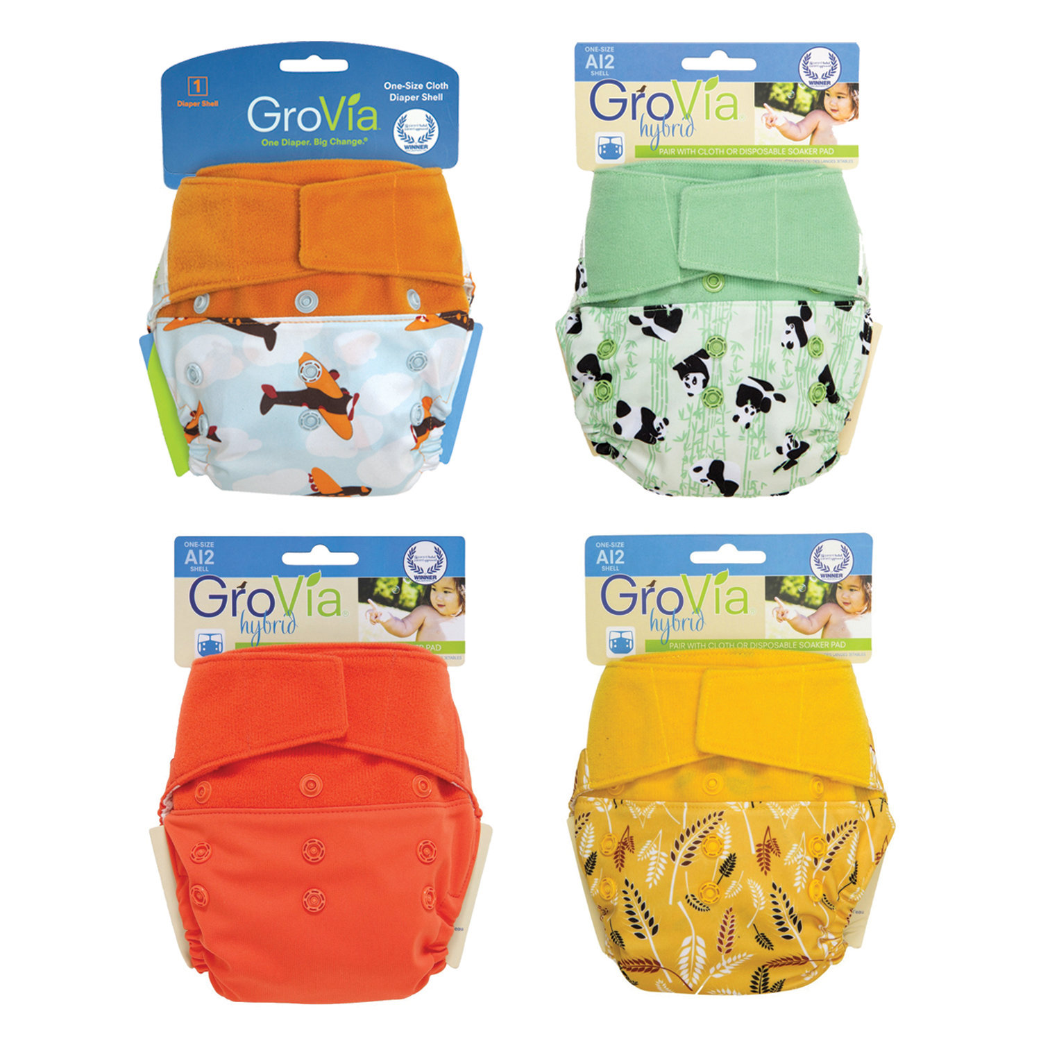 EVERYDAY SALE. Bundle Set. Pack of 12x pcs. Grovia APLIX AI2. Aplix Shell Cloth Diapers. FREE 12x pcs inserts. FREE 2x Teething bling.