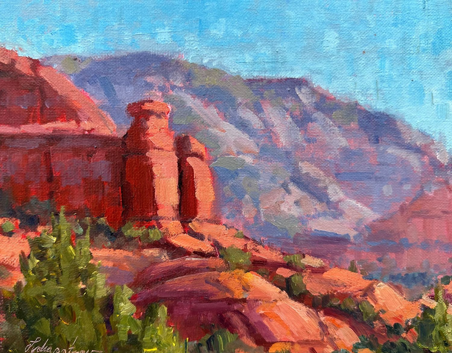 Framed Original Oil Painting - Guardians of Thunder  - 8x10”