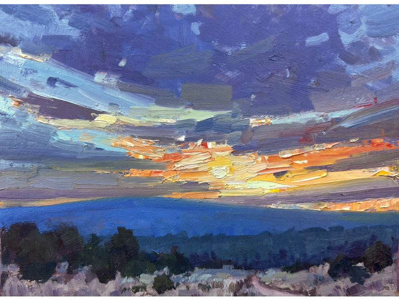 Winter Sunset - Original Oil Painting