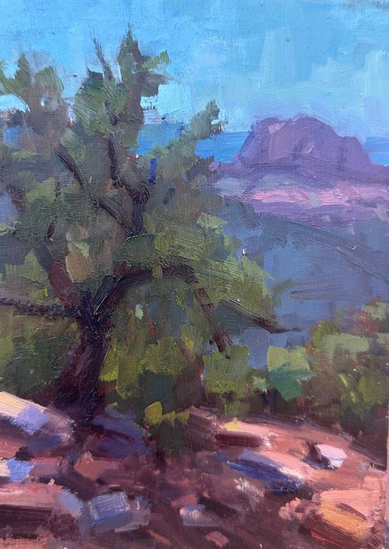 Cathedral from Chimney Loop Study - 7 x 5” - Original Plein Air Oil Painting