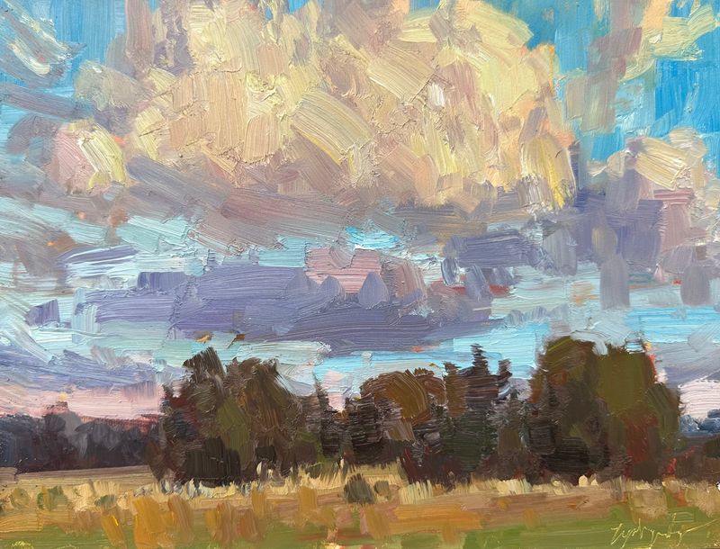Sunset Field - Prescott Plein Air - Original Oil Painting