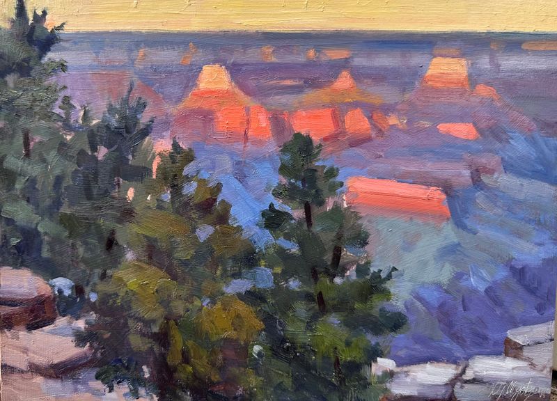“Sunset Scramble” - Grand Canyon Plein Air - Original Oil Painting