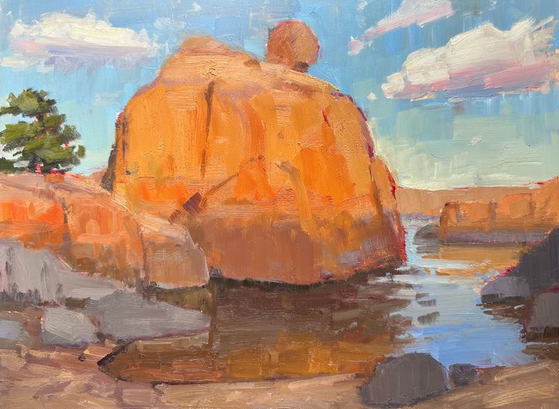 Watson Lake Sunset - Prescott Plein Air Painting - Original Art