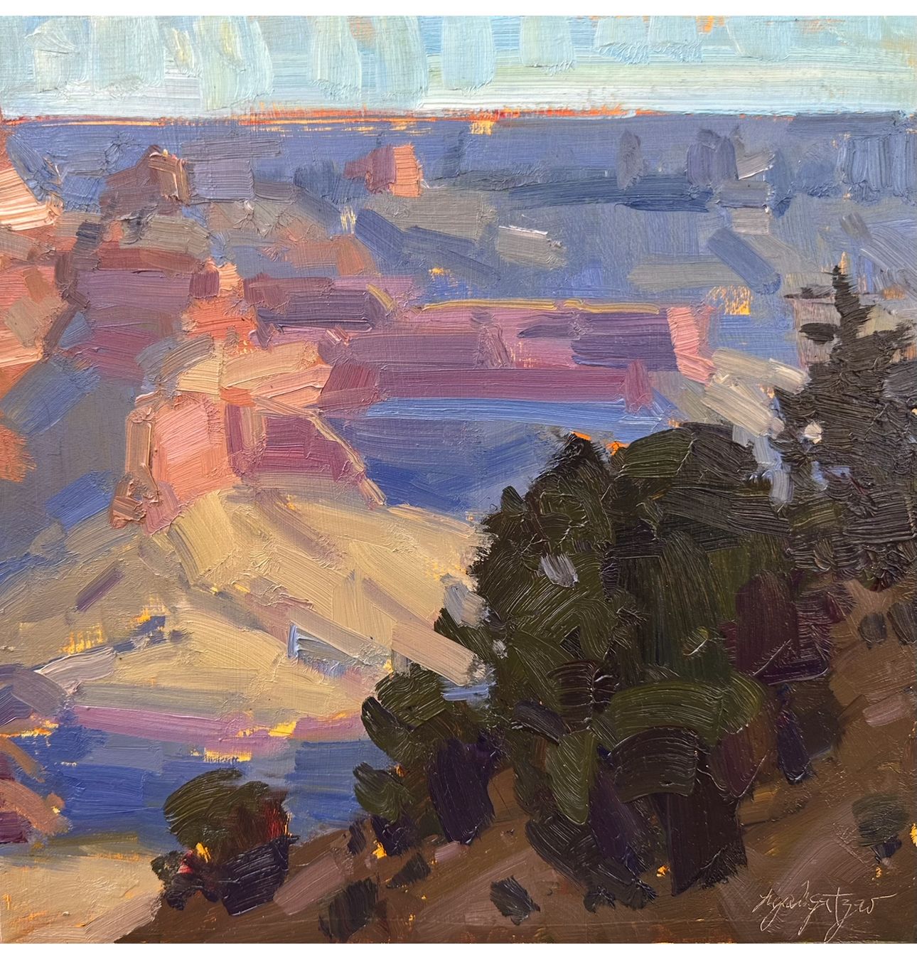 Yavapai Point, Grand Canyon - Original Oil Painting - 12x12”