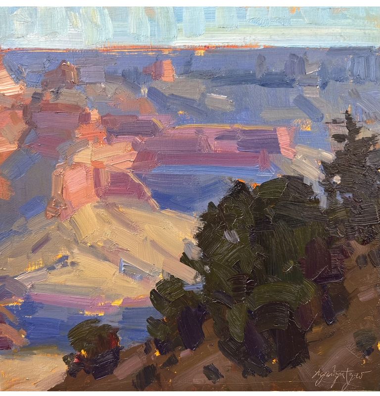 Yavapai Point, Grand Canyon - Original Oil Painting - 12x12”
