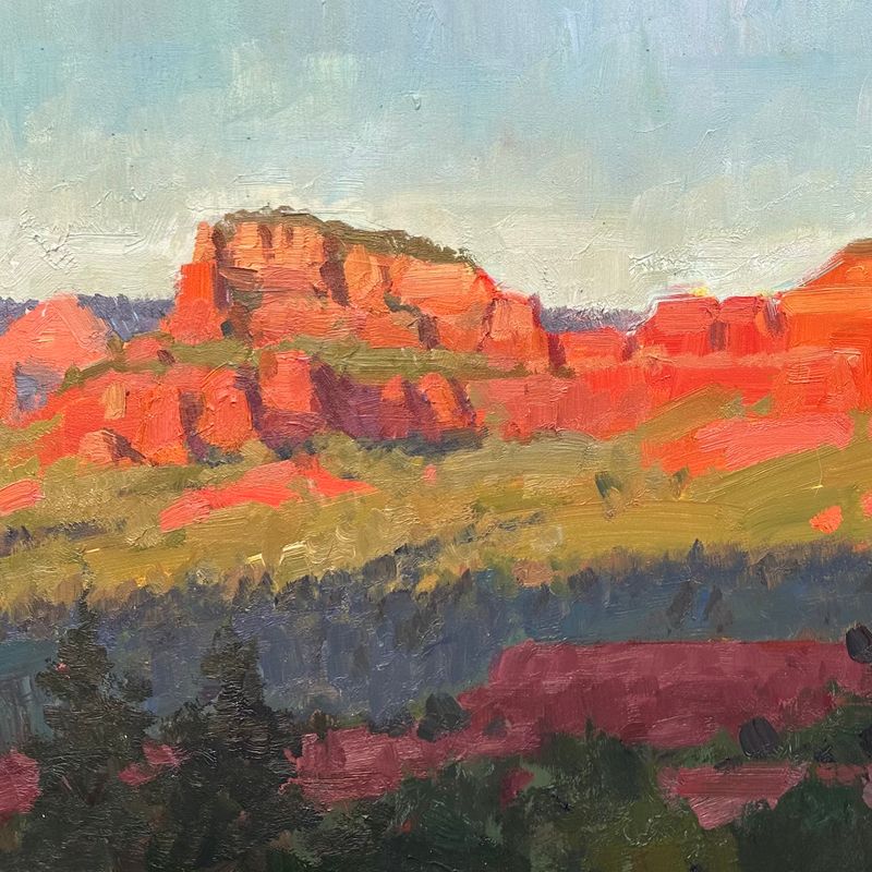 Twin Buttes Sunset - Original Oil Painting - 12x24”