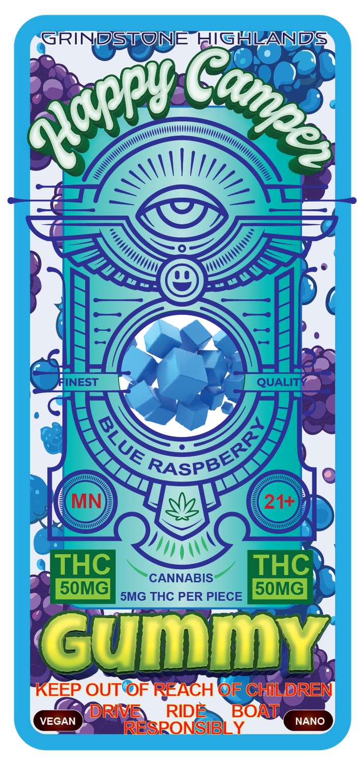 Blue Raspberry Happy Camper Gummy 50mg THC