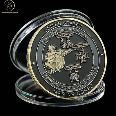 US Marine Corps Expert Sharpshooter Marksman Challenge Coin