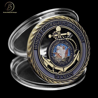 Navy Hollow Emblem Core Values Military Challenge Coin