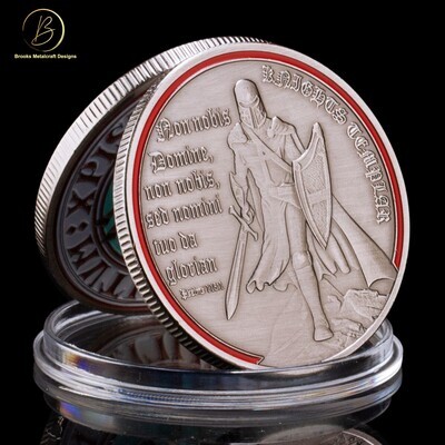 Knights Templar Latin Antique Silver Challenge Coin