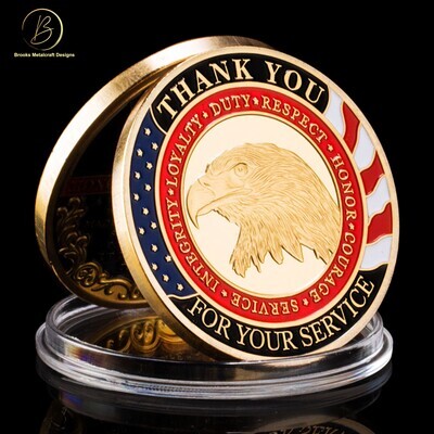 Military Thank You for Your Service Gold Challenge Coin