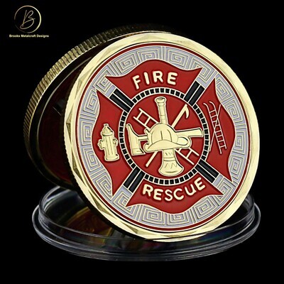 Fire Rescue Thin Red Line Challenge Coin