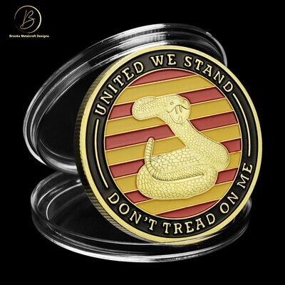 Don't Tread on Me Red - Yellow Liberty Bell Challenge Coin