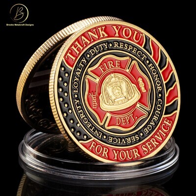 Fire Department Thank You for Your Service Challenge Coin