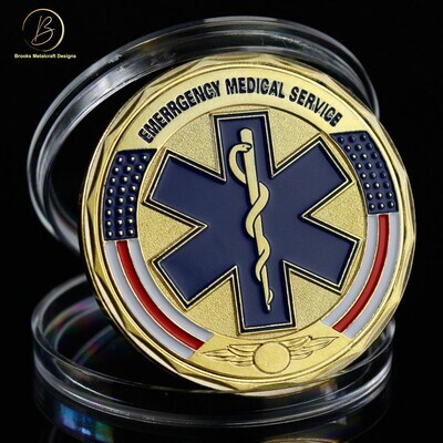 Gold EMS Emergency Medical Service Prayer Coin