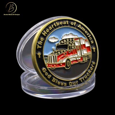 Heartbeat of America God Bless Our Truckers Challenge Coin
