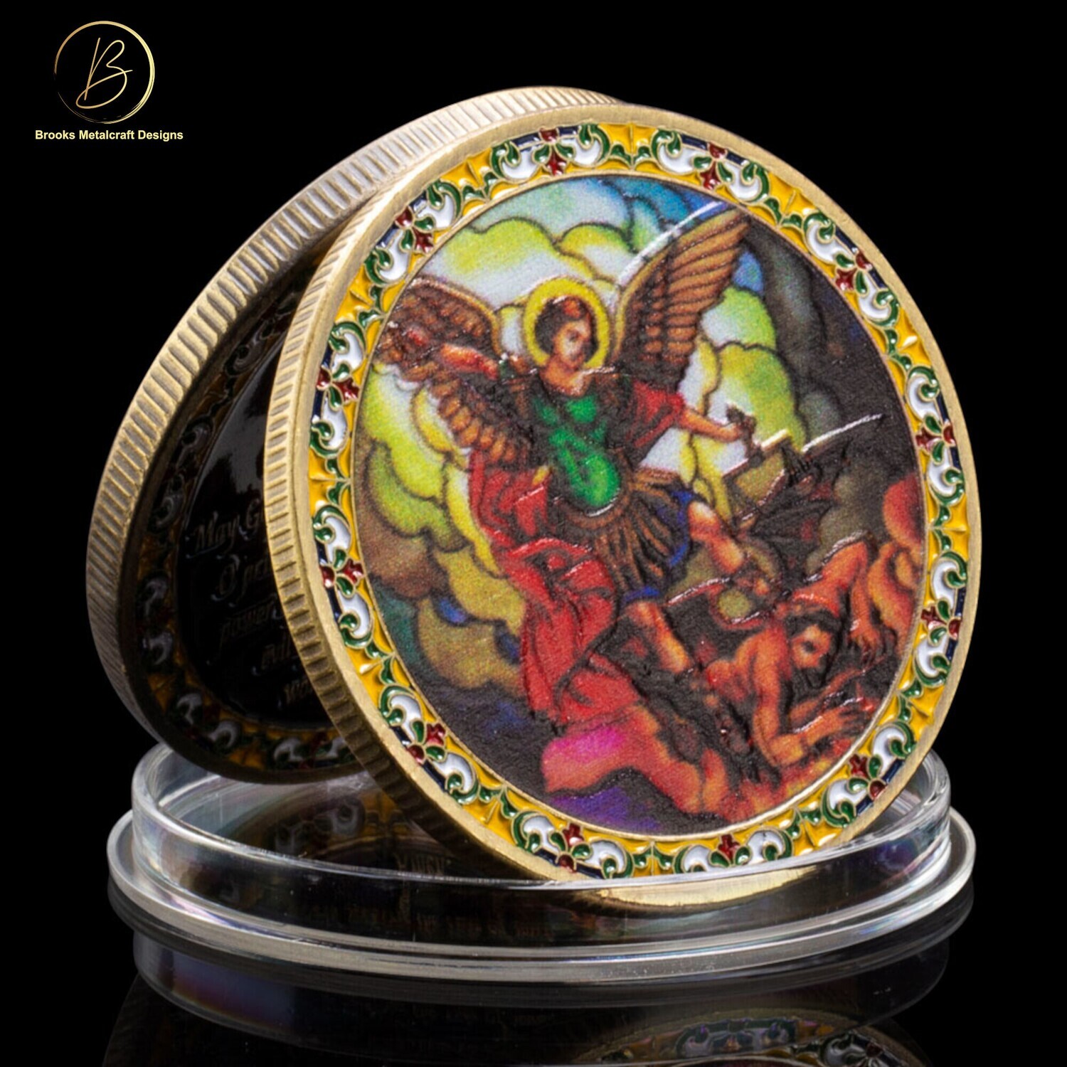 Christian St Michael Prayer Gold Challenge Coin
