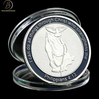Christian Cross Psalm 120:1 and Philippians 1:13 Challenge Coin