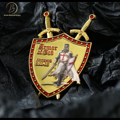 3D Knights Templar Gold Armor of God Eph. 6:11-18 Christian Coin