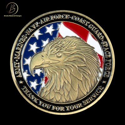 Thank You for Your Service with Large Freedom Eagle with 6 Branches Service Coin