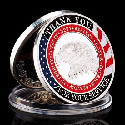Military Thank You for Your Service Silver Challenge Coin