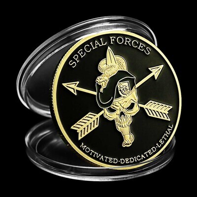 Army Special Forces Challenge Coin Motivated Dedicated Lethal