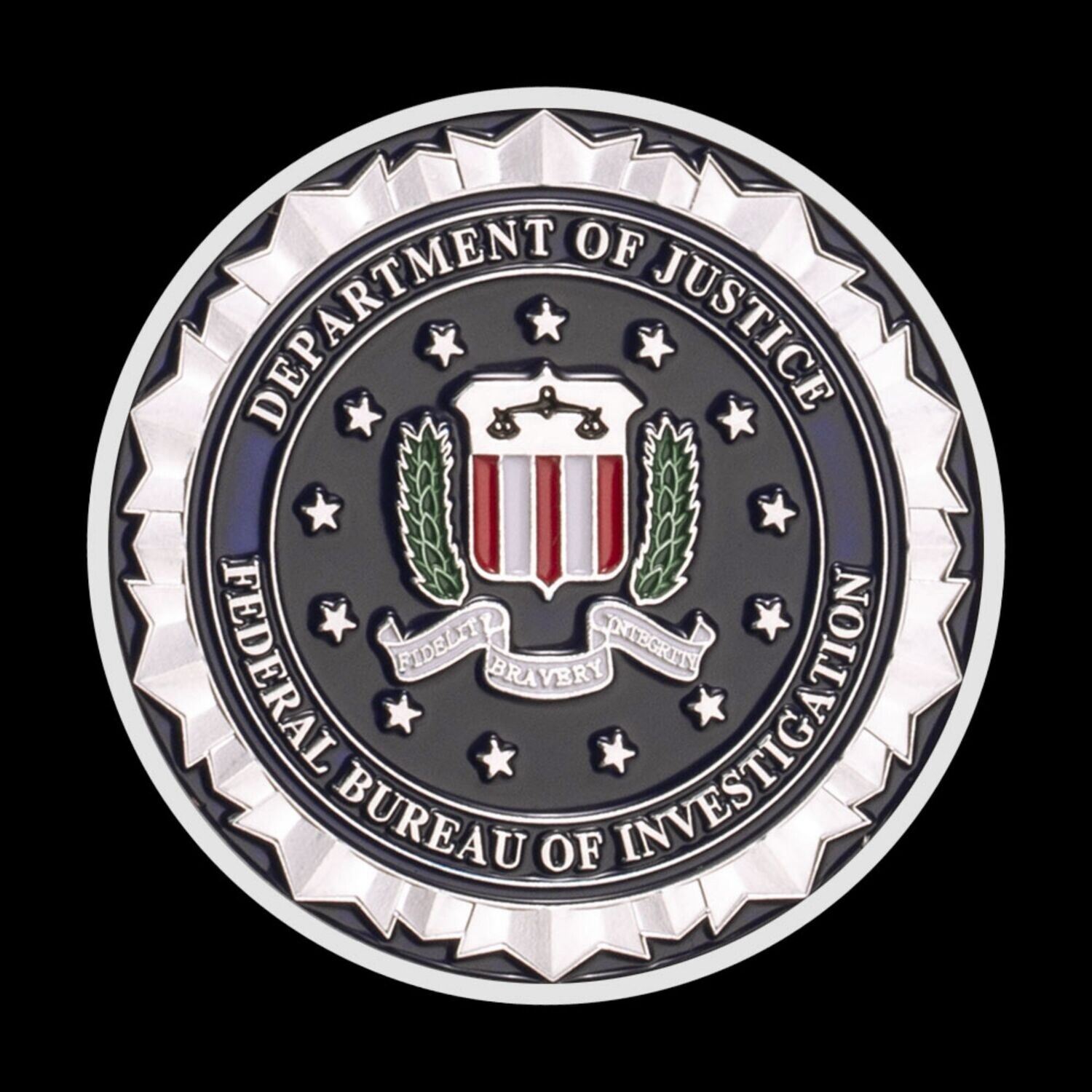 Department of Justice DOJ Silver Federal Bureau of Investigation FBI Challenge Coin