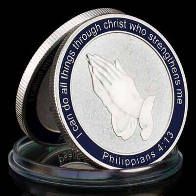 Christian Cross Psalm 120:1 and Philippians 1:13 Challenge Coin