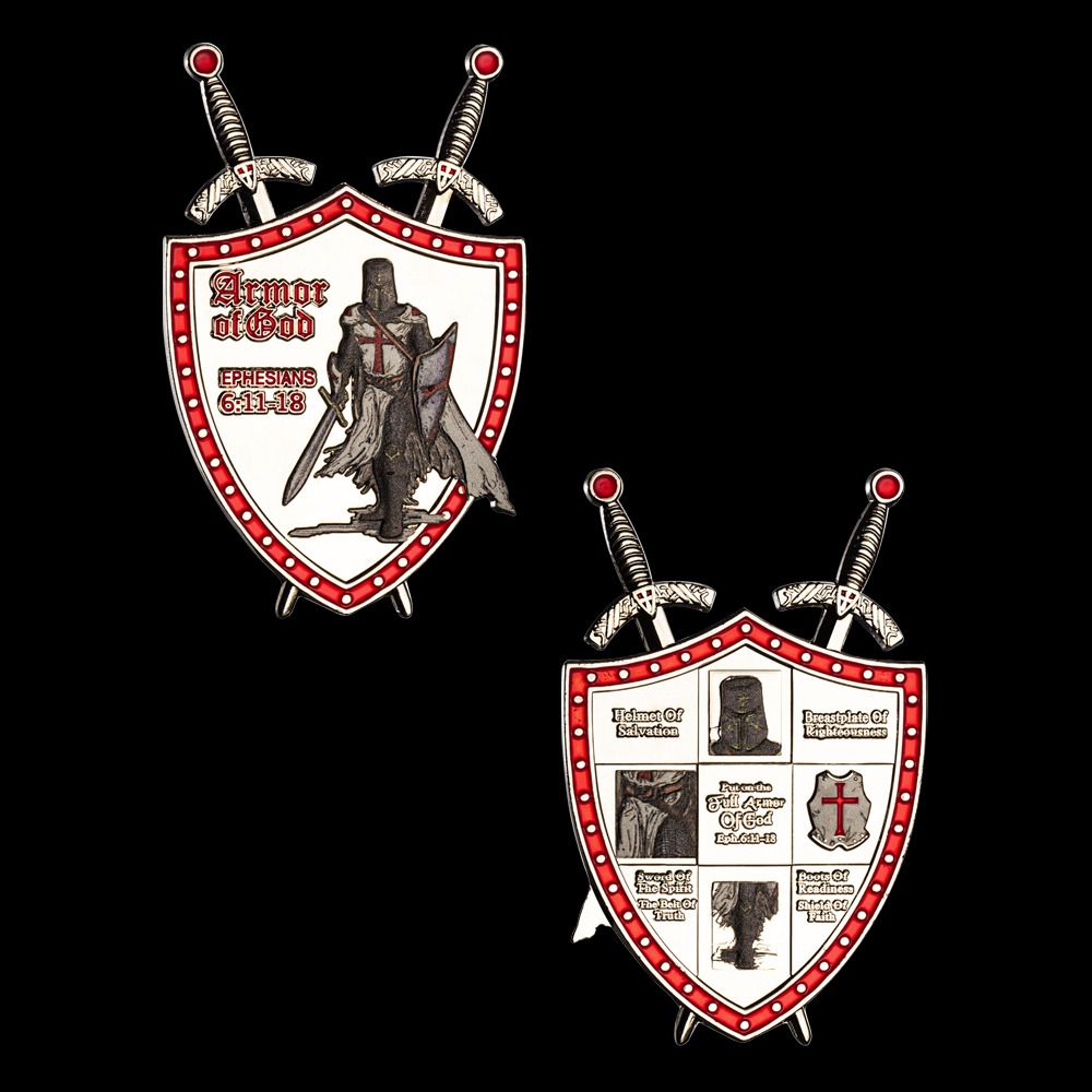 3D Silver Knights Templar Collectable Armor of God Eph. 6:11-18 Christian Coin