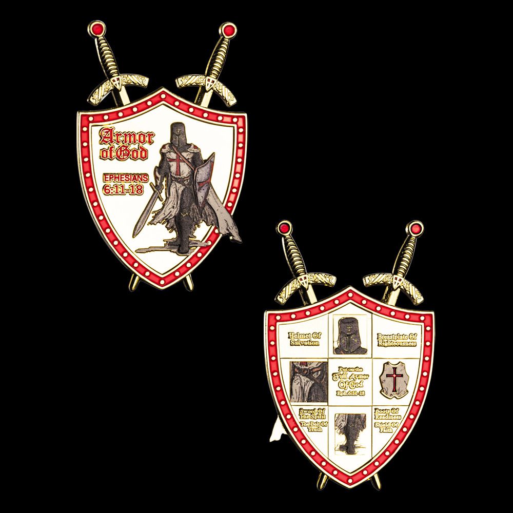 3D Knights Templar Gold Armor of God Eph. 6:11-18 Christian Coin