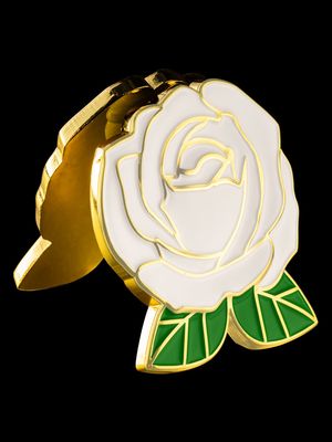 3D White Purity, Innocence and New Beginnings Golden Rose with an Engravable Back