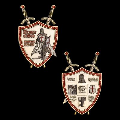 3D Antique Gold Knights Templar Armor of God Eph. 6:11-18 Christian Collectable Coin