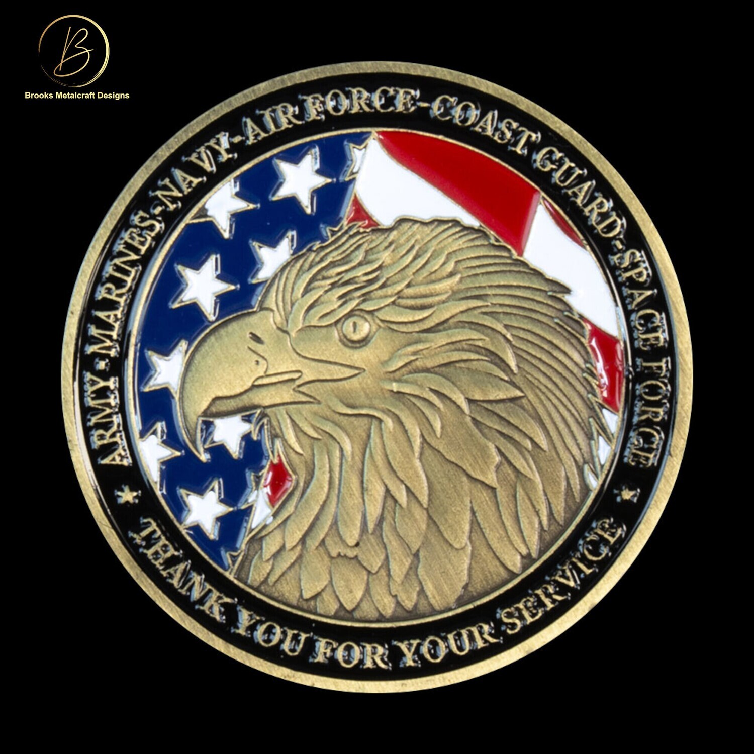 Thank You for Your Service with Large Freedom Eagle with 6 Branches Service Coin