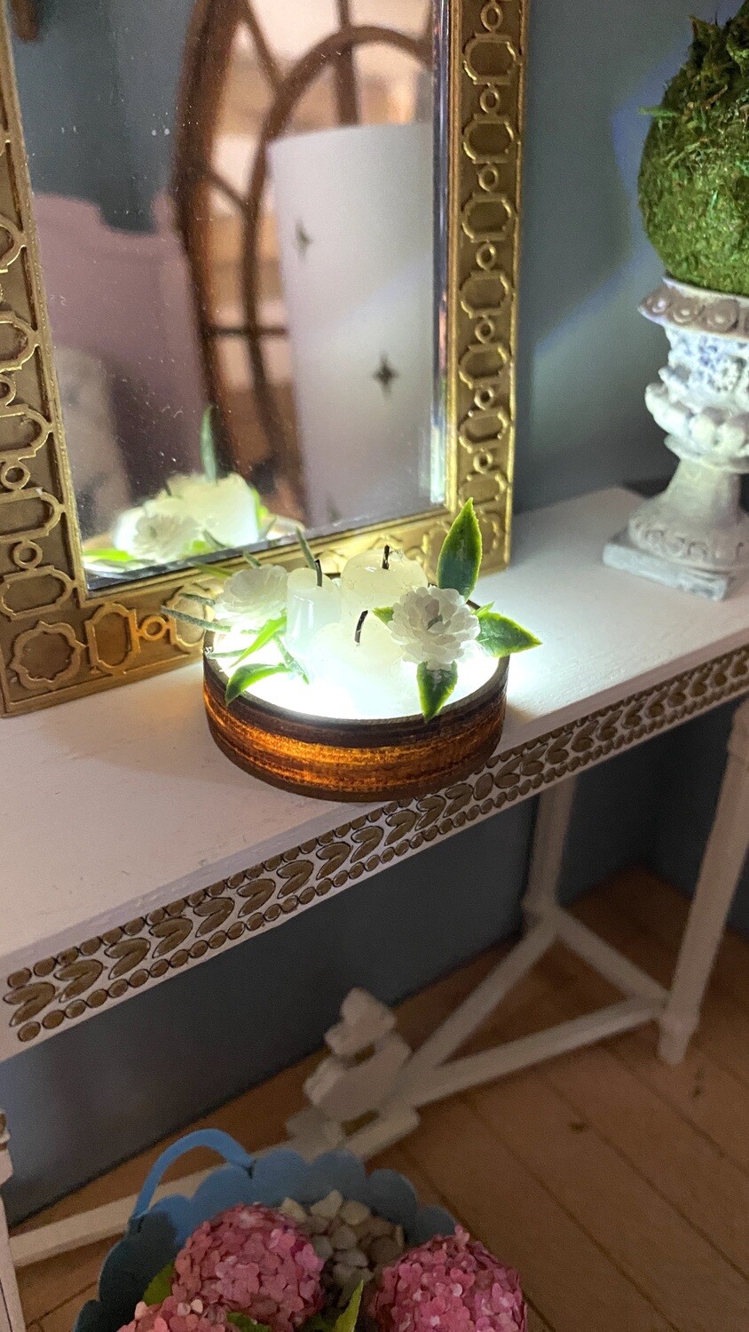 Candle Tray Lamp ready made Miniature with functioning lights included 1/12 scale