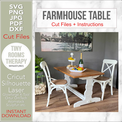 Farmhouse Table 1:12 scale – Digital Cut Files