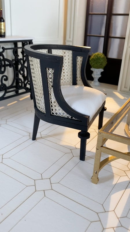 Regency / Empire Style Chair – 1-6 scale fashion doll furniture – complete DIY kit including cushion and fabric