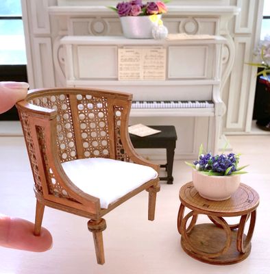 Empire Club Chair – 1-12 scale furniture – complete DIY kit including cushion and fabric