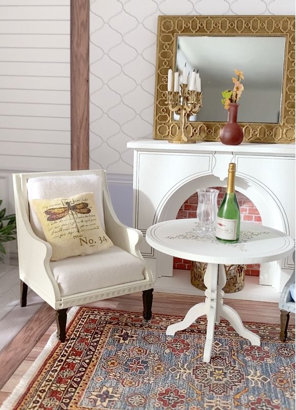 2 Bergére Chairs – complete 1/12 scale Dollhouse DIY  Kit (with Ottoman)