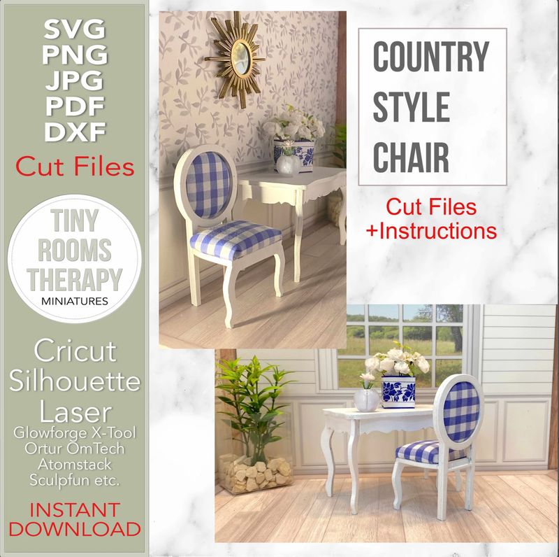 Country Style Chair in 1/12 scale – Digital Cut Files and Tutorial