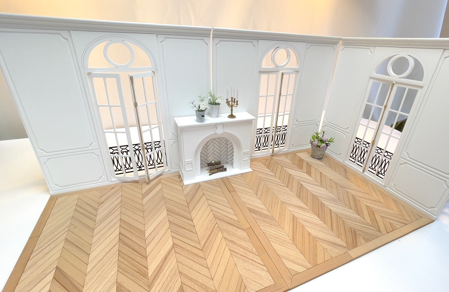 French Herringbone Hardwood Parquet REAL WOOD Flooring in light or dark wood for 1:6 or 1:12 scale– DIY Kit