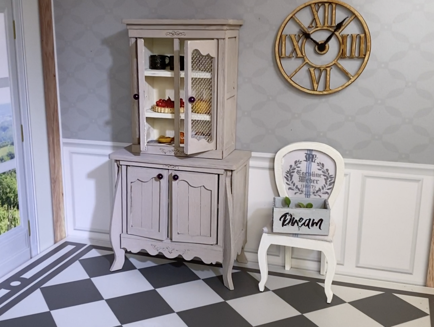 French Country Style Hutch Cabinet – DIY Kit 1/12 scale