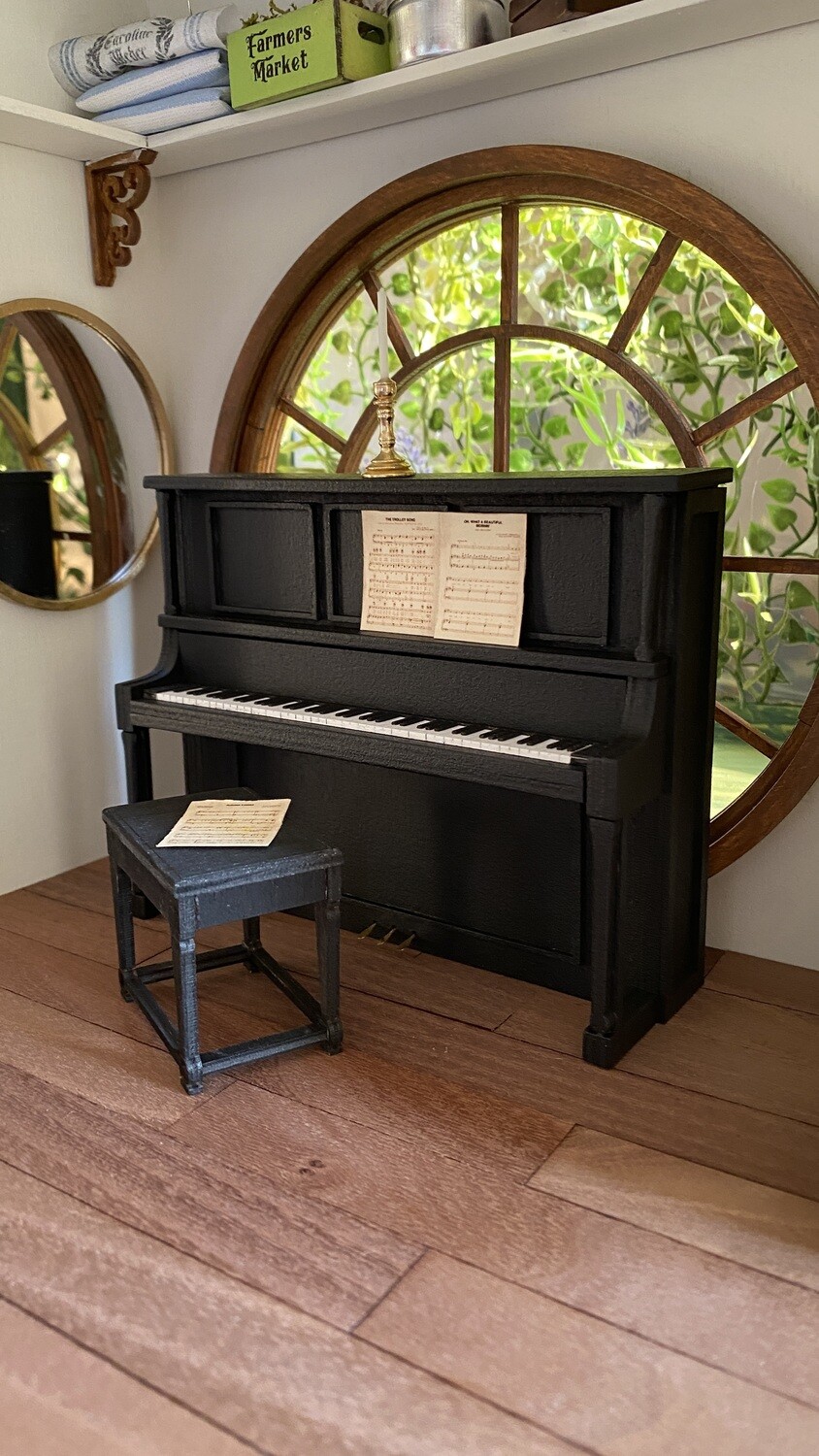 Upright Piano and Bench – 1/12 scale Dollhouse DIY Kit
